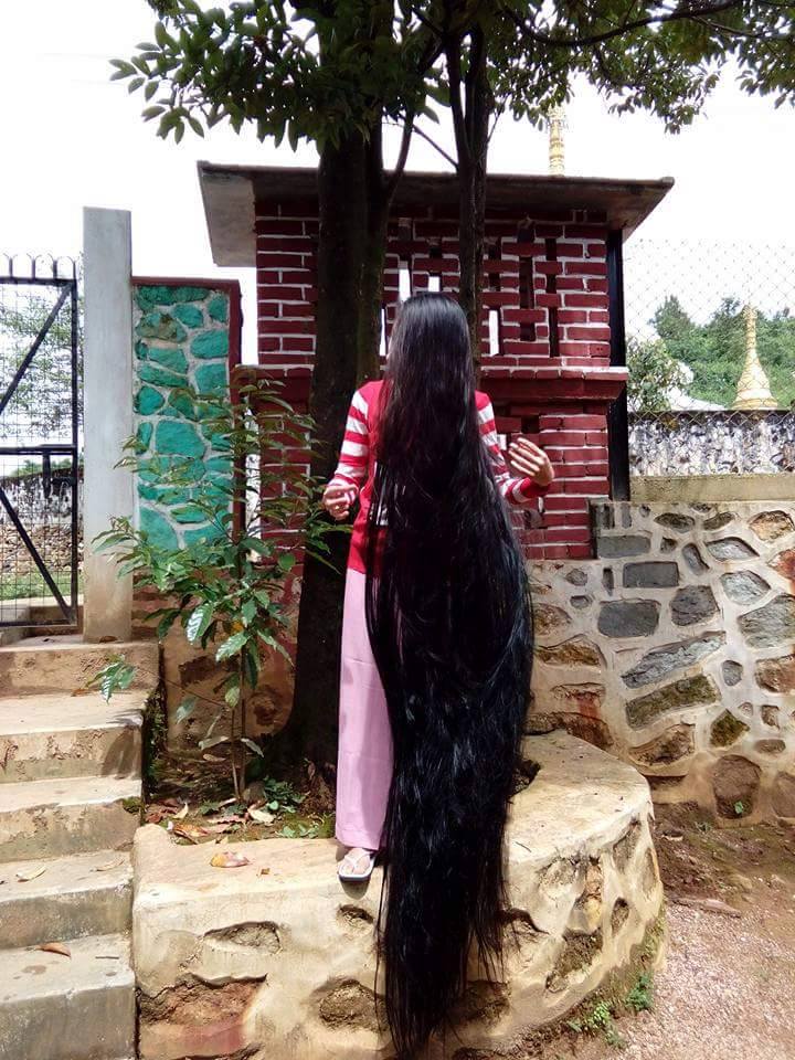 缅甸长发女:晒长发的妹子
